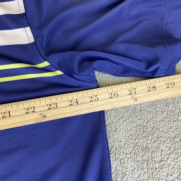 FootJoy Polo Shirt Mens‎ XL Blue White Lime Green Stripe Golf Embroidered - Picture 7 of 11